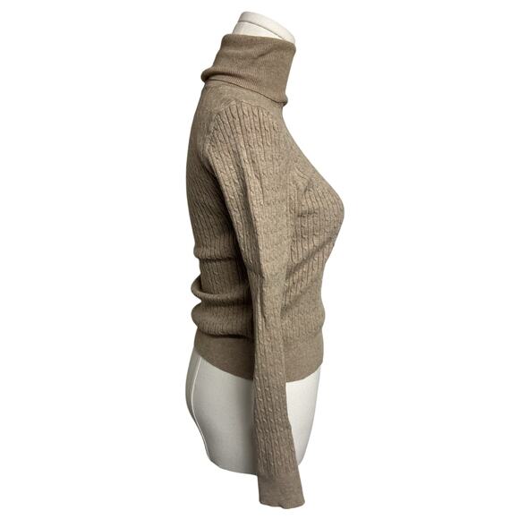 Stradivarius Womens Turtleneck Sweater Size Medium Cable Knit Fitted Alpine - Picture 3 of 9